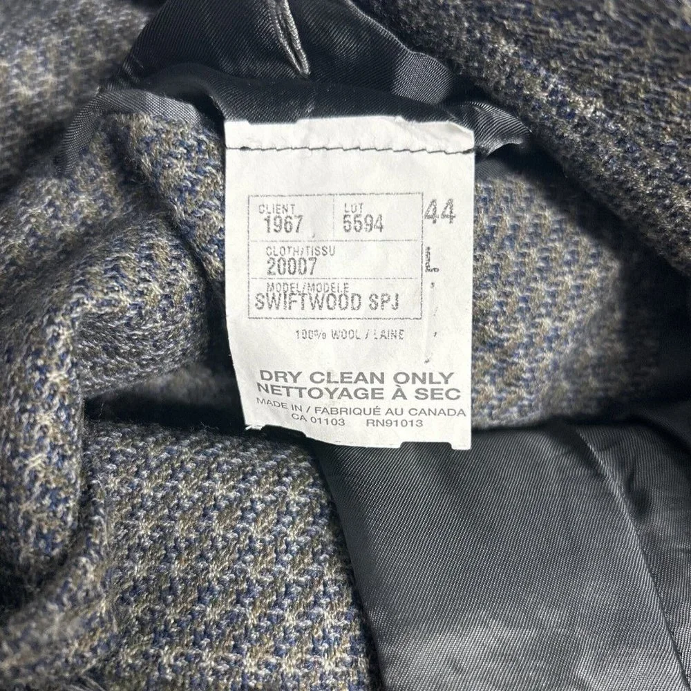 Paul Dione 100% Wool Swiftwood Multicolor Woven 3 Button Blazer Jacket Men’s 44L